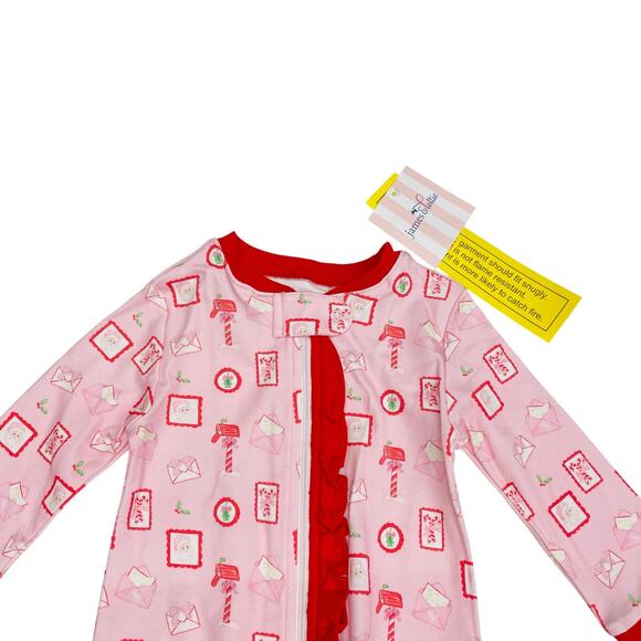 NWT James & Lottie Size 18M Letters to Santa Zippy Pajamas in Pink - Picture 3 of 3
